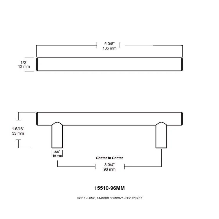 Builder's Program Series 3 Decorative Cabinet 3" Center to Center Bar Pull