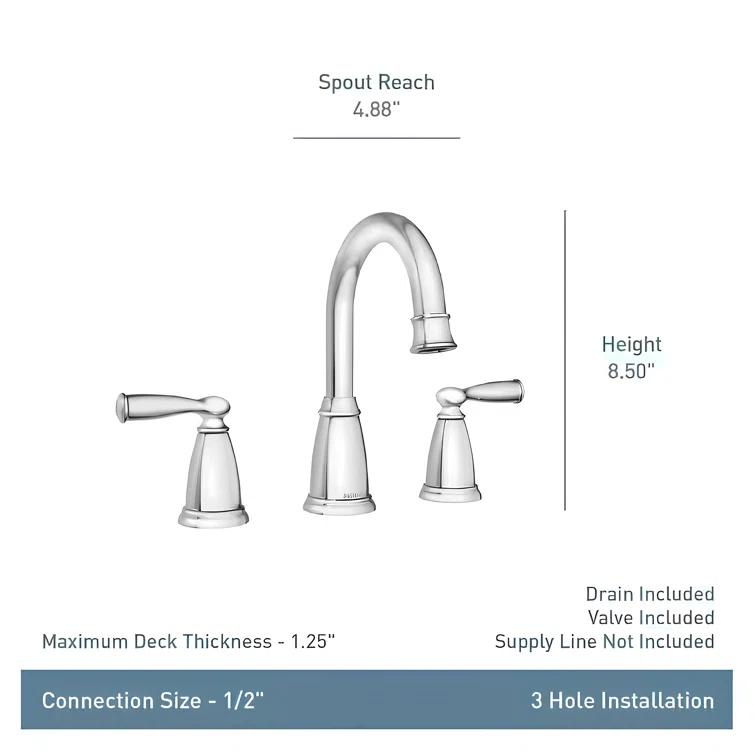 Moen Moen Banbury 8 In. Widespread Double Handle High-Arc Bathroom Faucet In Mediterranean (Valve Included) 84947-CH