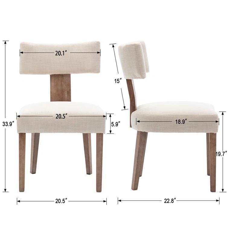 Gracie Oaks Inelda Mid Century Upholstered Dining Chairs Side Chairs Farmhouse Faux Leather Dining Chair with Wood Legs (Set of 2)