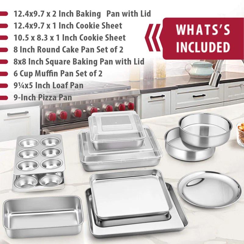 BOPWAY 12-Piece Stainless Steel Baking Pan Set