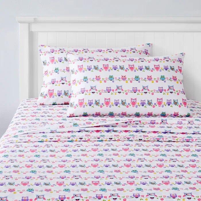 Sweet Home Collection Colorful Owls Microfiber Kids Sheet Set