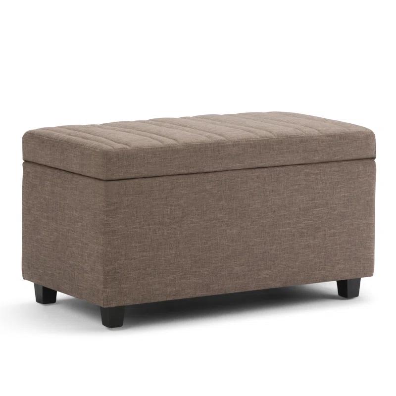 Simpli Home Darcy 33"W Upholstered Storage Ottoman Bench with Large Interior Storage and Child Safety Hinges