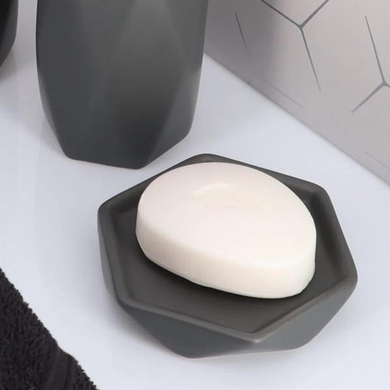 Evideco Diamond Stoneware Bathroom Soap Dish Cup