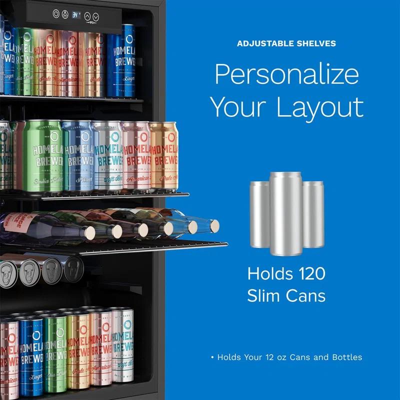 hOmeLabs hOmeLabs Beverage Refrigerator and Cooler - Glass Door Mini Fridge with 120 Slim Cans Capacity