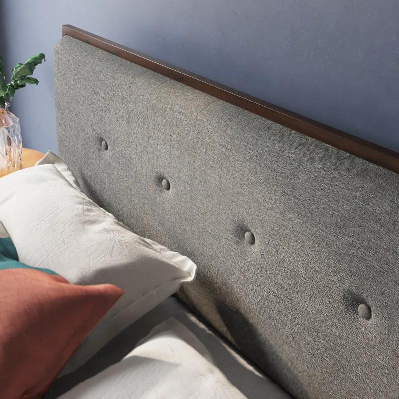 Zinus Moiz 42 inch Wood Platform Bed Frame with Adjustable Upholstered Headboard