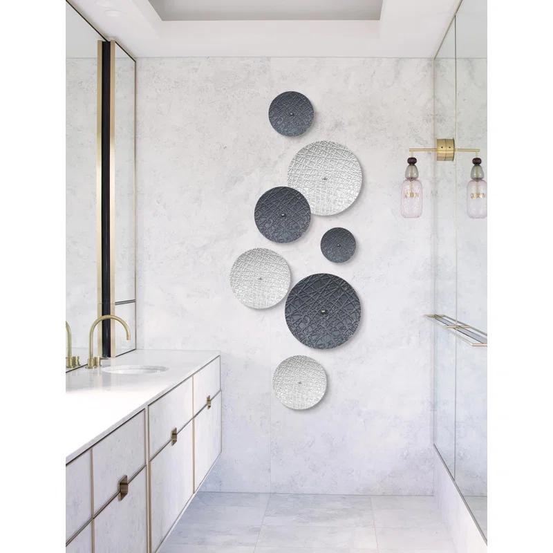 Silver And Grey Wall Decor For Living Room, 7PCS Metal Wall Art Hanging Sculptures For Office Dining Room Decoration, Modern Silver Home Decor For Apartment Bedroom New Home Gift