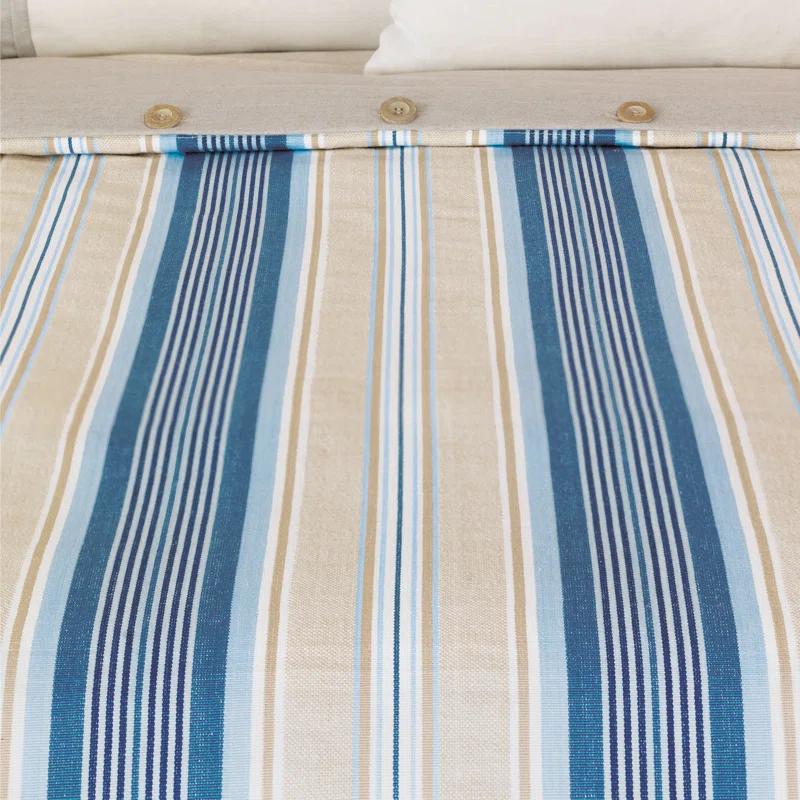 Eastern Accents Maritime Coastal Cotton Blend Striped Duvet Cover Set