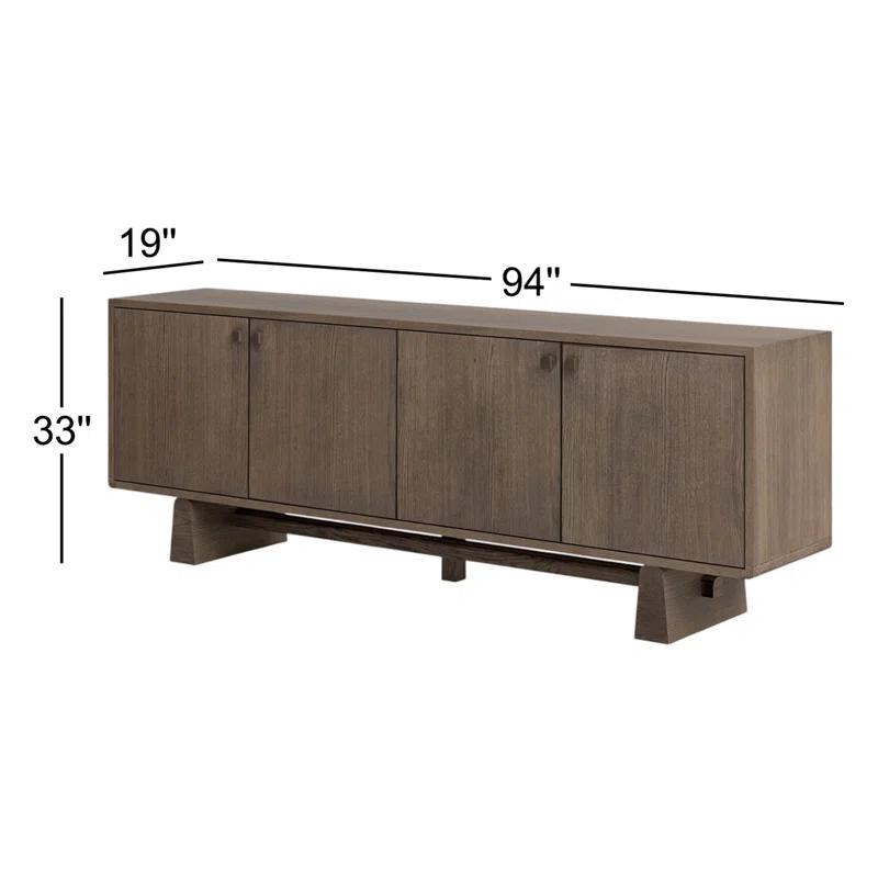 Malmo 94'' Aged Natural Oak Midcentury Sideboard