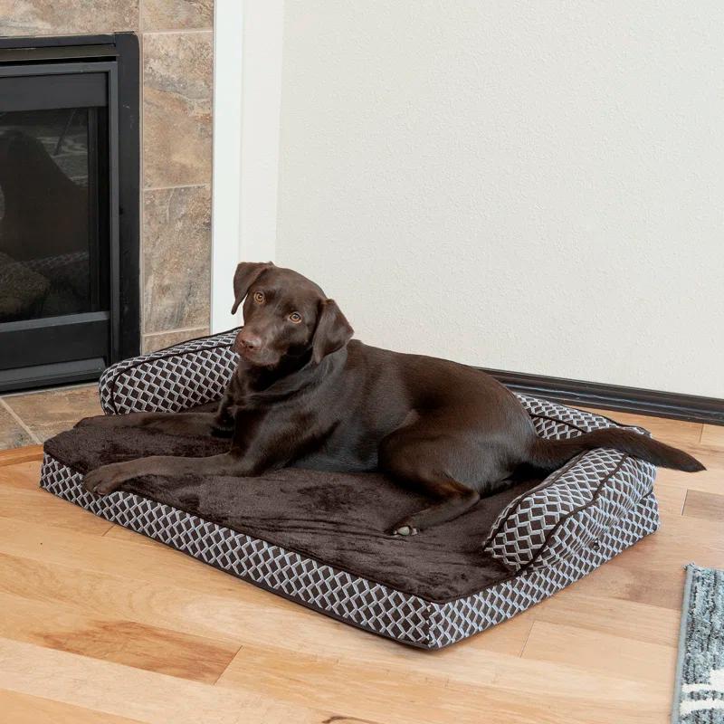 FurHaven Plush & Diamond Décor Comfy Couch Pet Bed