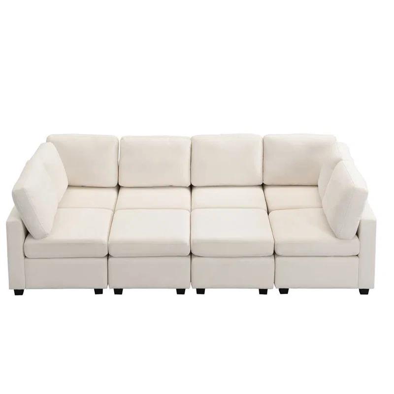 Hokku Designs Modern Sofa 103" Sectional Sofa Couch Sofa Bed U-Shaped Sofa With Two Movable Ottoman Upholstered Sectional