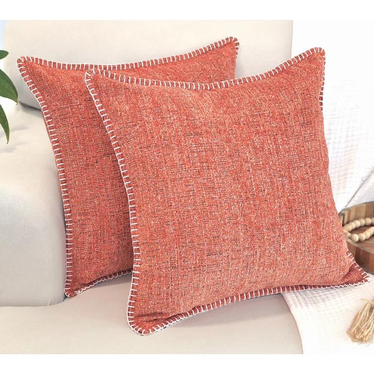 Oveesha Soft Textured Chenille Pillow Covers Set of 2 Cozy Cushion Covers