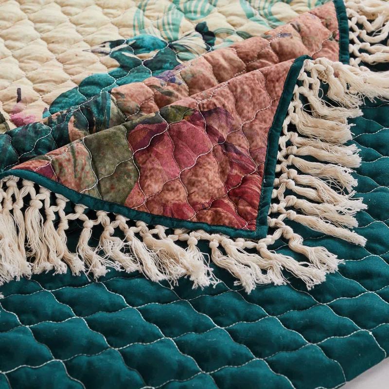 Barefoot Bungalow Eden Peacock Boho Vintage Quilt Set