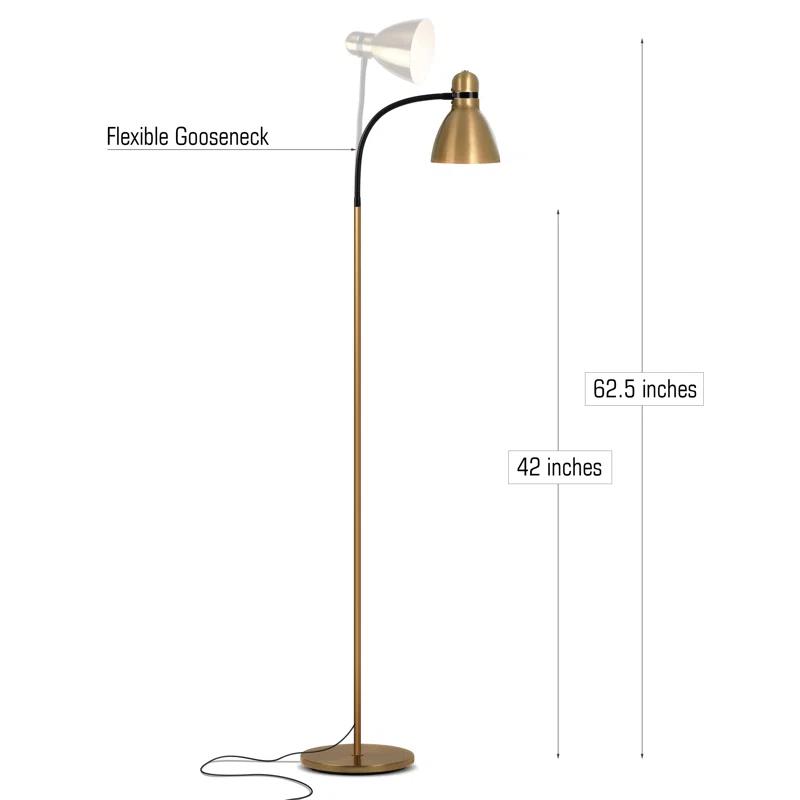 Avery Industrial 3-Way Dimming LED Floor Lamp with Metal Cone Shade
