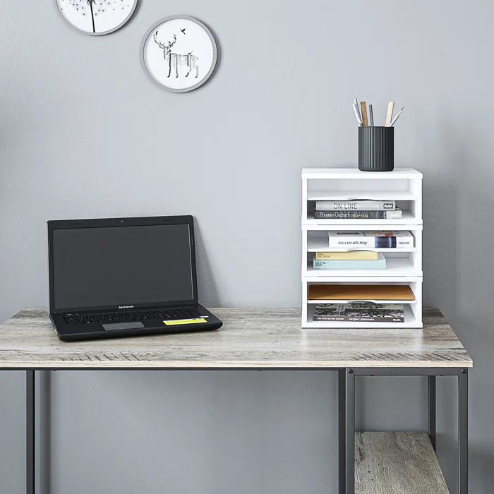 Ballucci Logan Stackable 2-Tier Paper Organizer and Monitor Stand