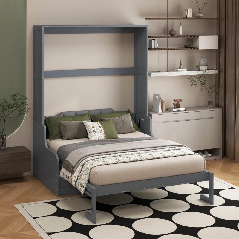 Red Barrel Studio® Queen Size Murphy Bed Wall Bed With Cushion