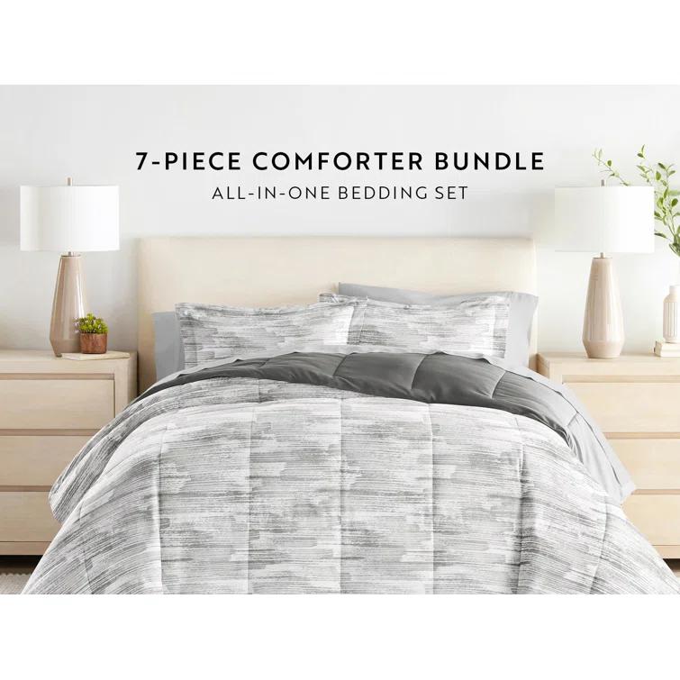 IEnjoy Home 7-Piece Bedding Bundle - Pattern Comforter and Sheet Set