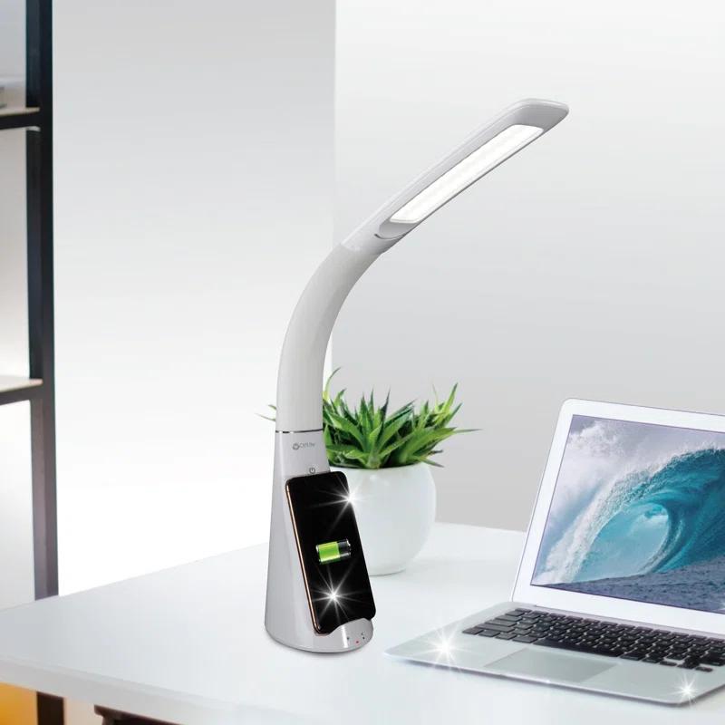 OttLite OttLite Purify LED Sanitizing Desk Lamp with Wireless Charging, Touch Activated, Flexible Neck