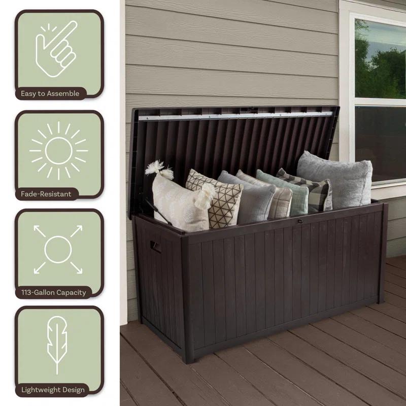 Pure Garden Outdoor Storage Box - 113 Gallon Lockable Deck Box for Pool Accessories, Patio Furniture Cushions, or Package Delivery for Outside by Pure Garden