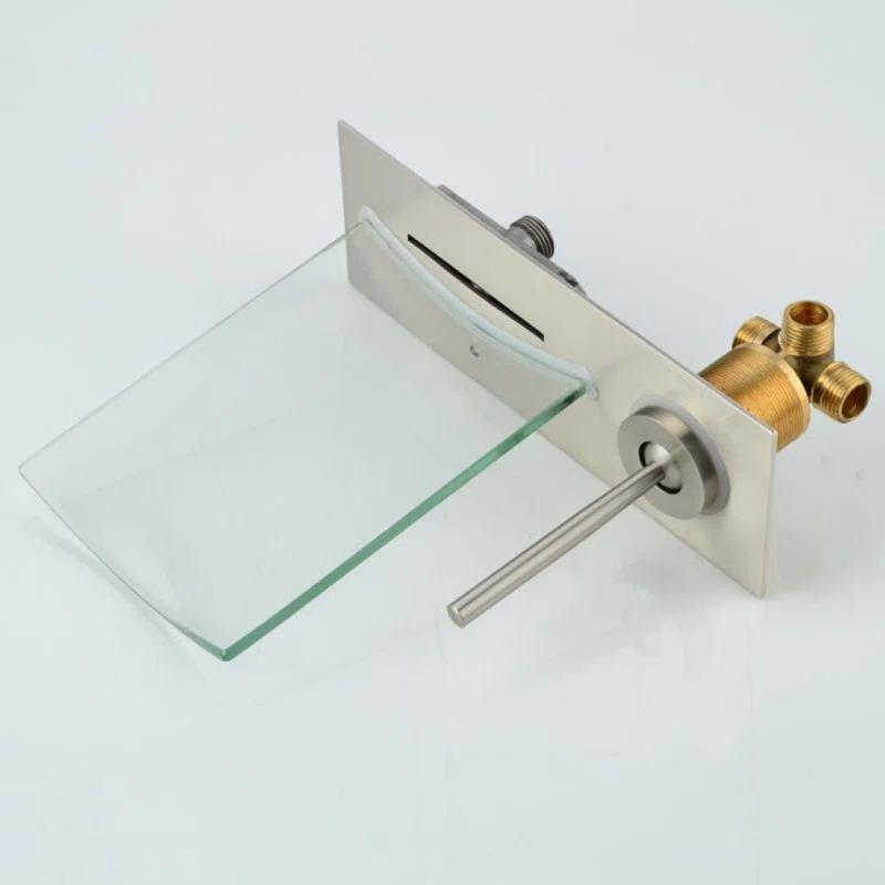 Juno Showers JS2007 Juno Camila Wall-Mount Waterfall Bathroom Faucet – Brushed Nickel Finish with Single Handle Control