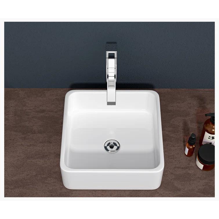 Hewei Hewei 15'' White Ceramic Square Vessel Bathroom Sink YXY829-W1243124768
