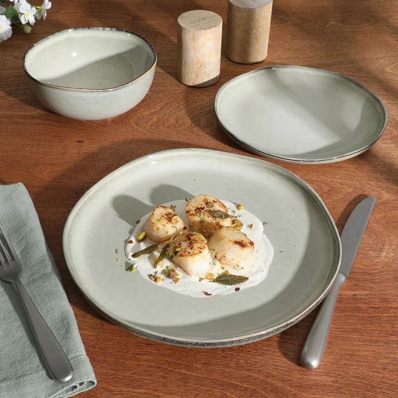 Gibson Soho Lounge Gibson Soho Lounge Nardini 12 Piece (Service for 4) Plates and Bowls Reactive Glaze Dishes Stoneware Ceramic Dinnerware Set