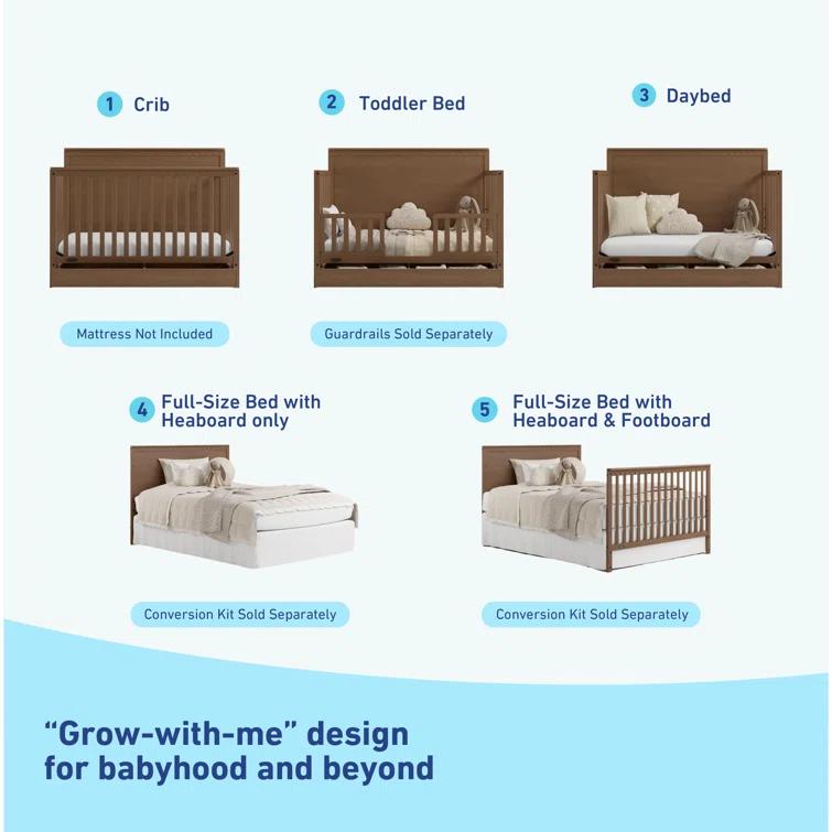Sasha 5-In-1 Convertible Crib With Drawer