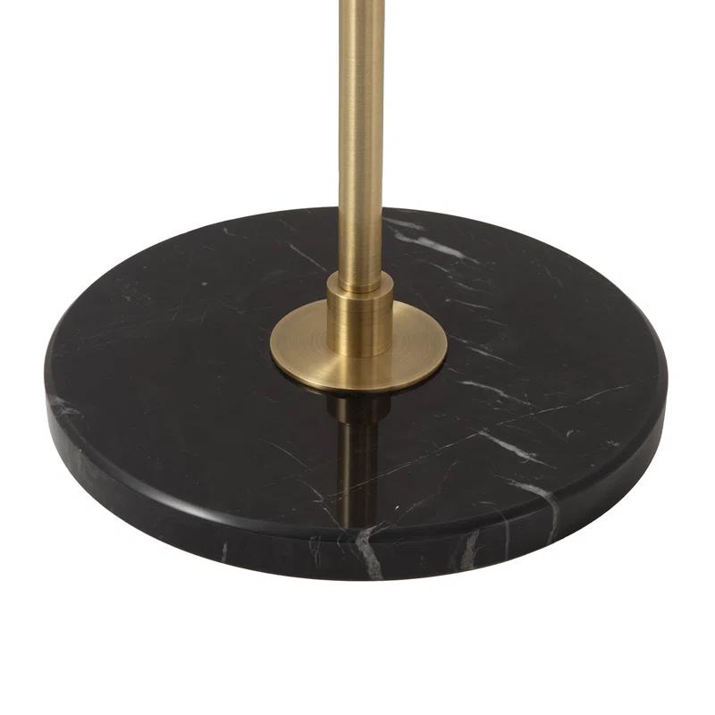 Rancho Mirage Torchiere Floor Lamp - Matte Black & Gold-Leaf Shade, Weathered Brass, Black Marble Base