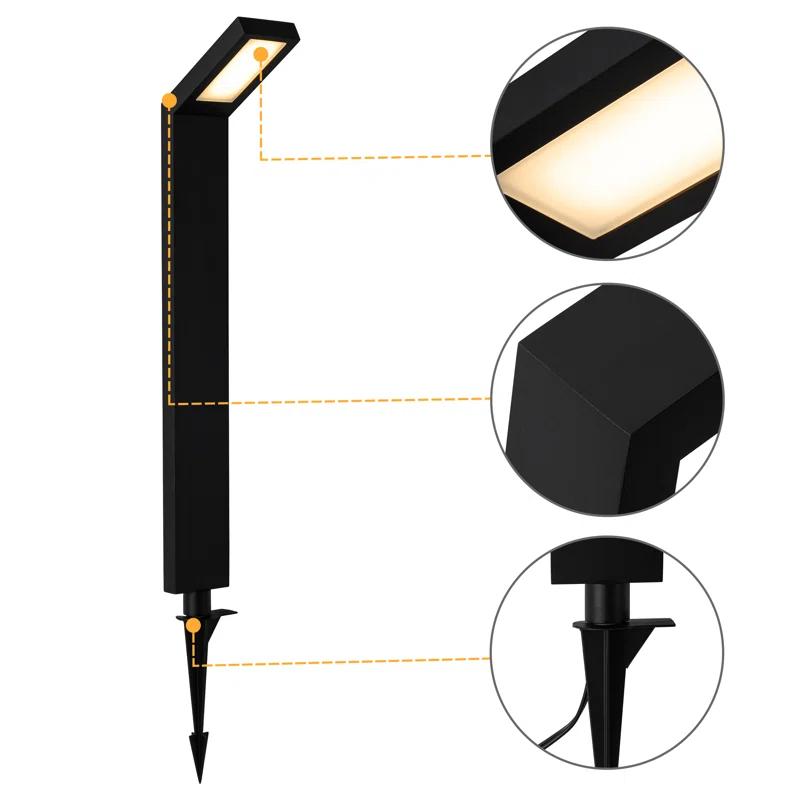 C Cattleya Low-voltage Black Aluminum Led Landscape Path Lights With Frosted Glass Shade(4-pack) (Set of 4)