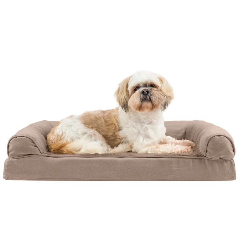 FurHaven Faux Fleece & Chenille Soft Woven Orthopedic Sofa Pet Bed
