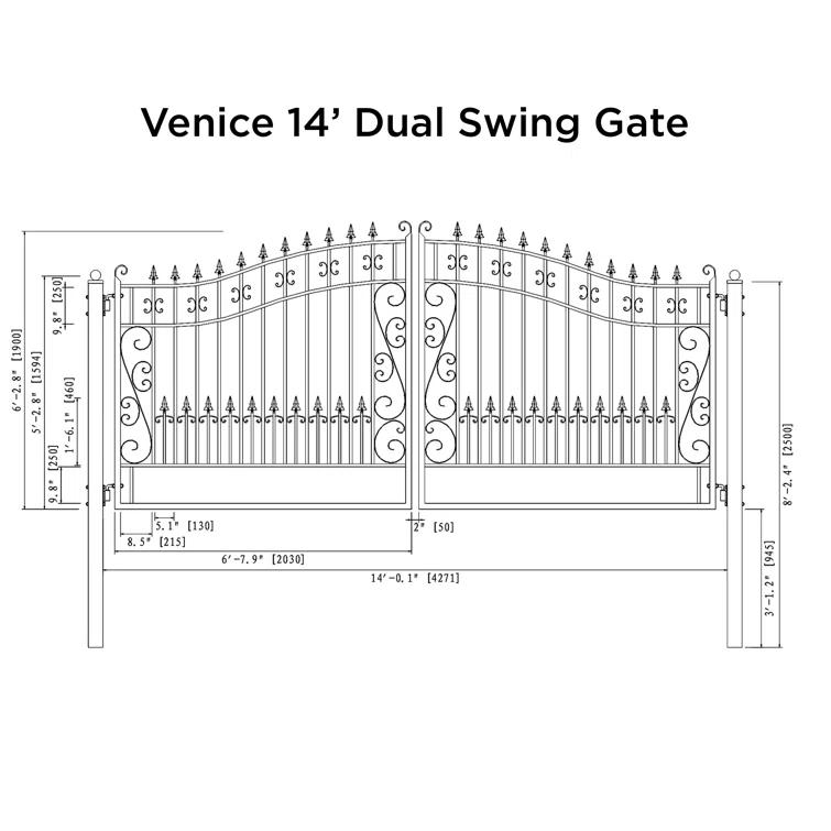 ALEKO Steel Dual Swing Driveway Gate - VENICE Style
