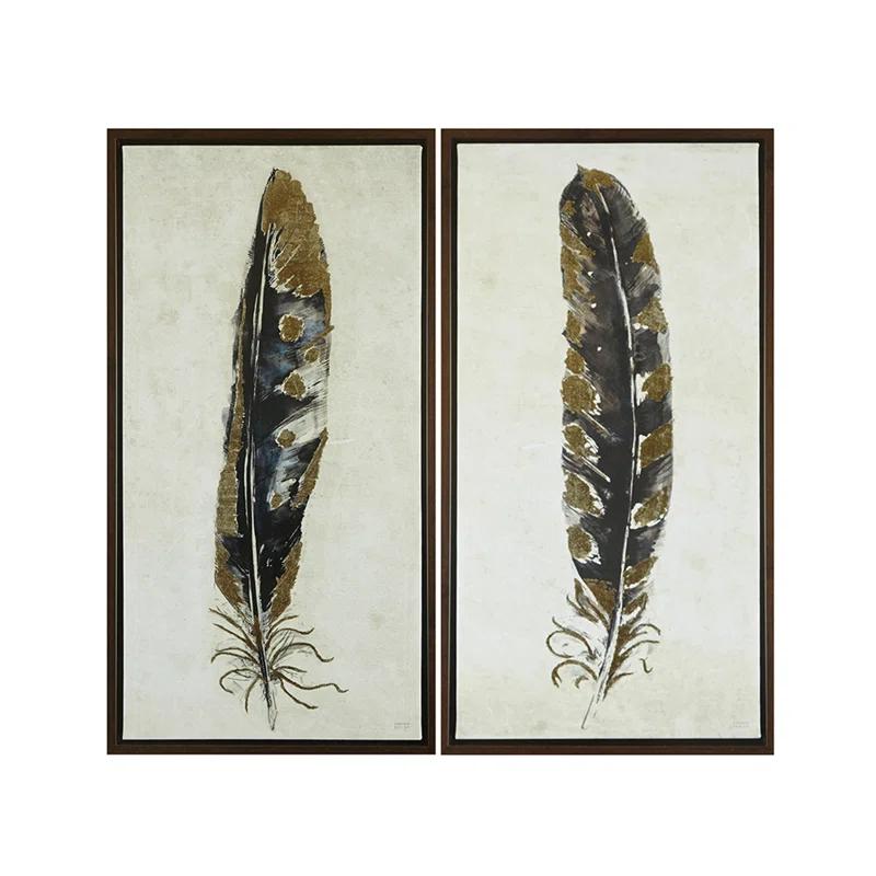 HLILish Gold Foil 2-Piece Canvas Wall Art Set