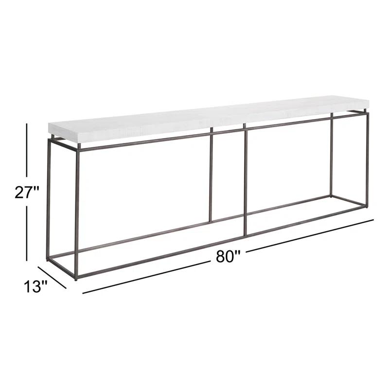 Rustic Natural Oak and Metal Console Table