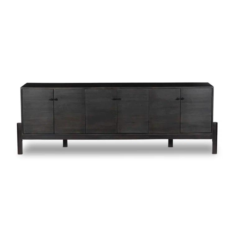 Black Parawood Media Console with Cabinet