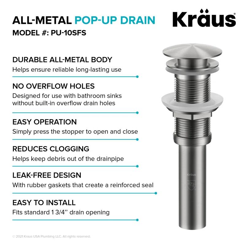 KRAUS Pop-Up Bathroom Sink Drain