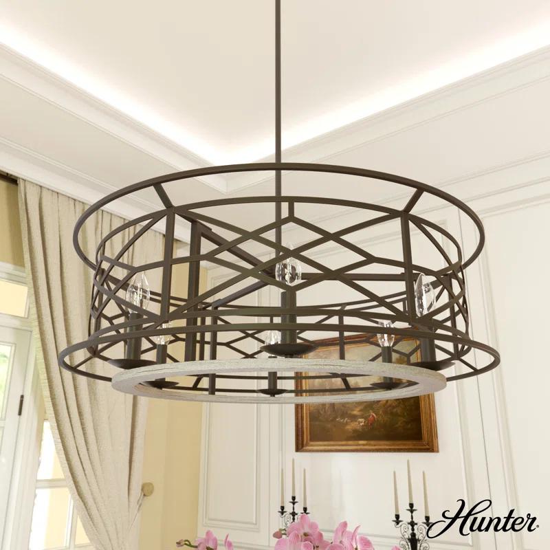 Hunter Fan Langwood 6 - Light Unique / Statement Drum Chandelier