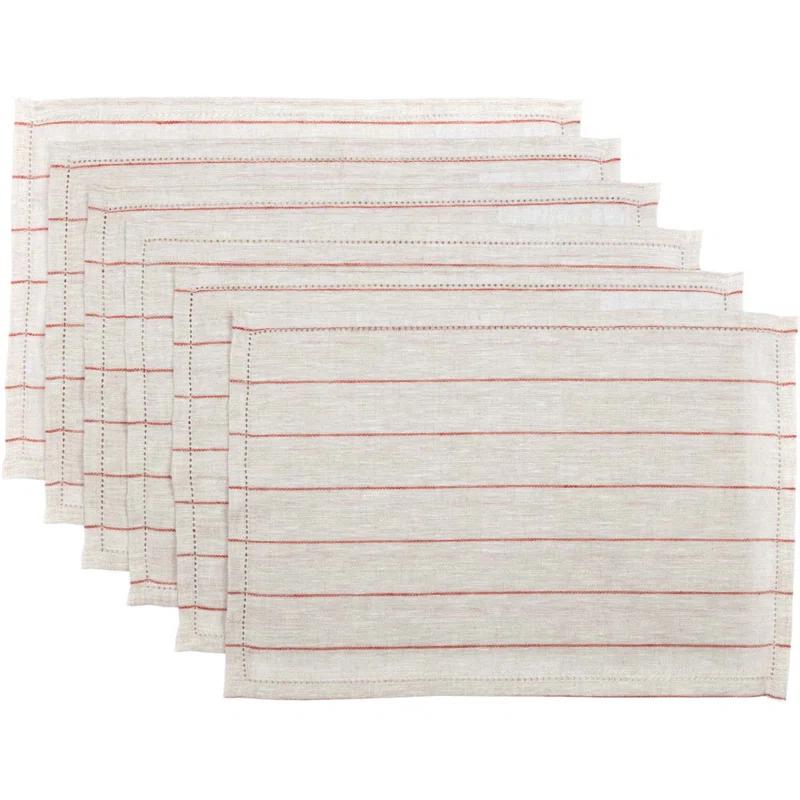 Gracie Oaks Inloes Linen Striped Rectangle Placemat (Set of 6)