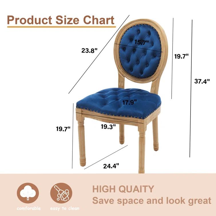 One Allium Way® French Style Vintage Solid Wood Upholstered Dining Chair (Set of 4)
