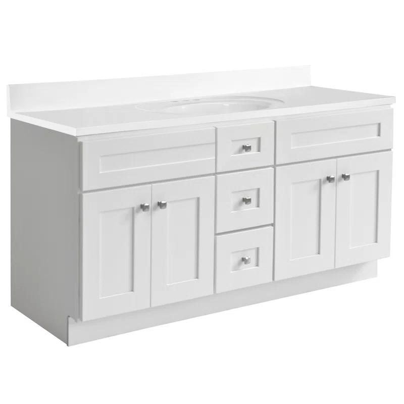 Design House Brookings 60 Inch Bathroom Vanity, Ready to Assemble, Solid Wood, Sherwin Williams – Design House, 599019-