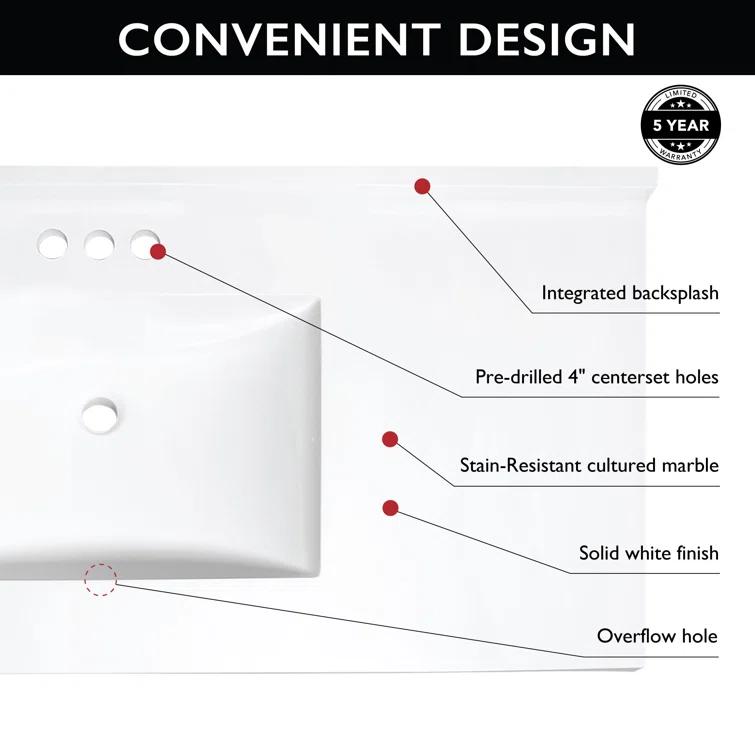 Design House Camilla II Vanity Top with Single Sink and Backsplash