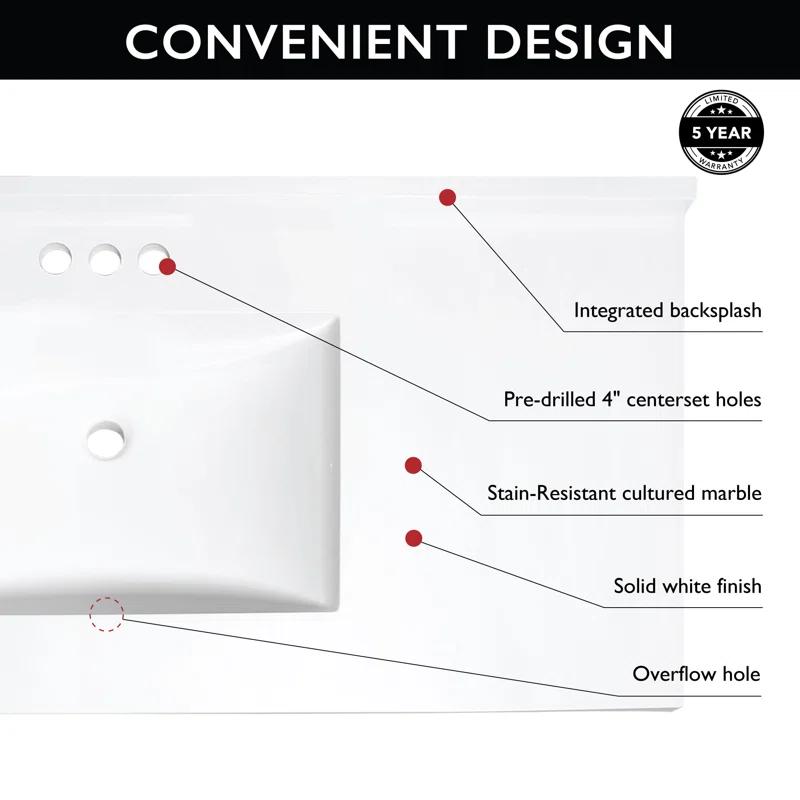 Design House Camilla II Vanity Top with Single Sink and Backsplash