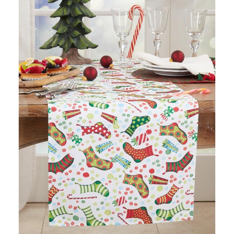 Saro Runner_Christmas Stockings Design Table Runner