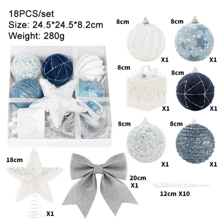 The Holiday Aisle® 18Pcs Christmas Ornament Hanging Baubles Christmas Tree Hanging Ornaments For Holiday Wedding Home Decor (Set of 18)