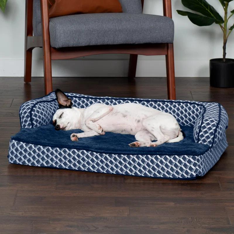 FurHaven Plush & Diamond Décor Comfy Couch Pet Bed