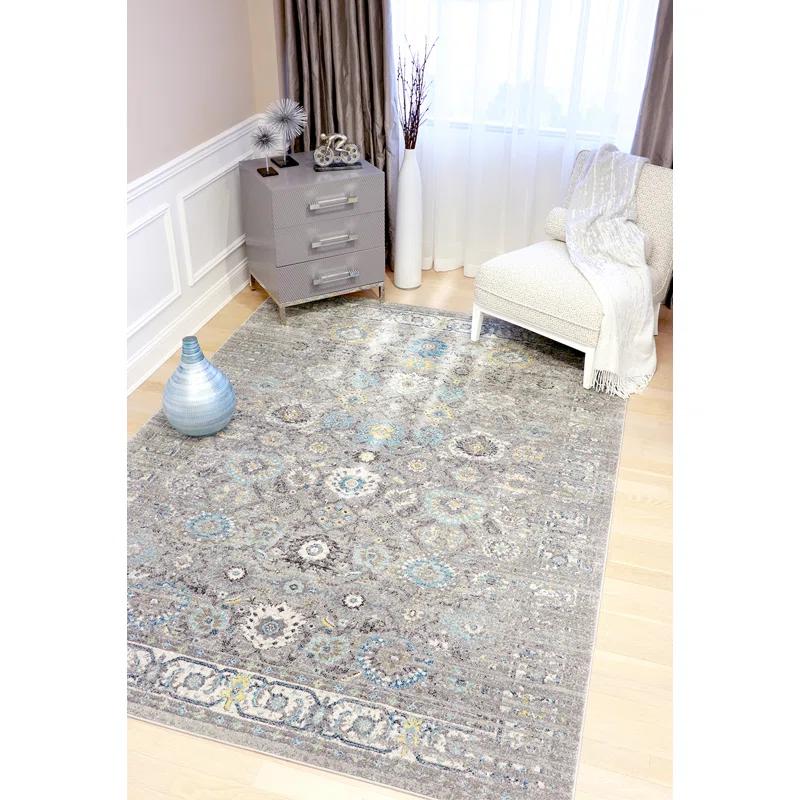 Pasargad Chelsea Oriental Machine Made Power Loom Polypropylene Area Rug in Silver