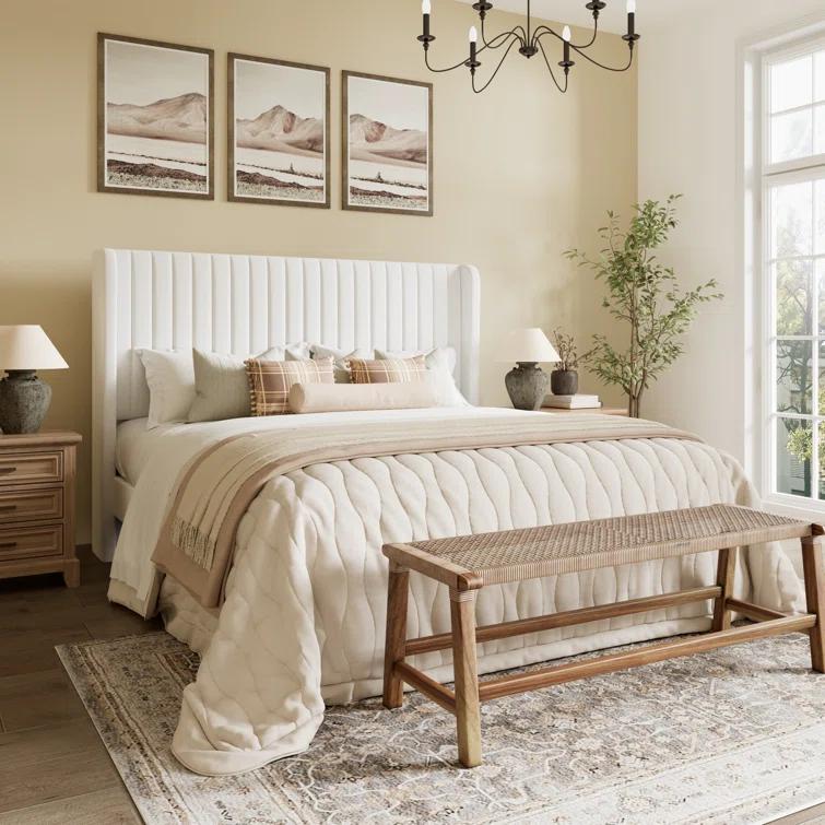 Willa Arlo™ Interiors Candler Velvet Upholstered Platform Bed with Wingback Headboard and Wooden Slats