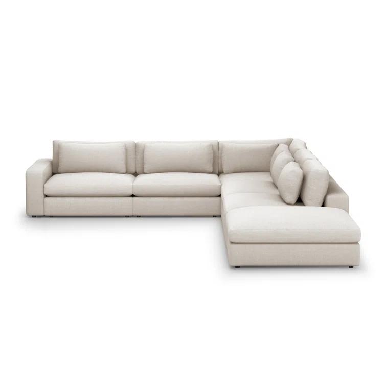 Cresswell Corner Sectional Sofa - Off White / 5-Piece / Left-Facing with Ottoman