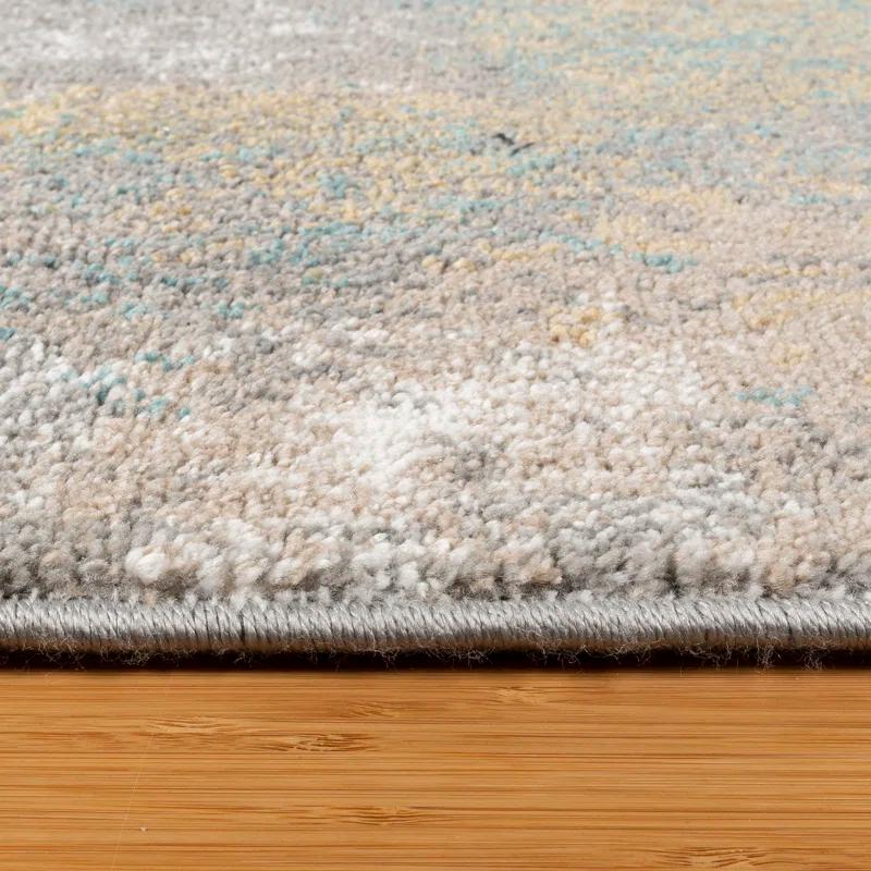 Gertmenian Gertmenian Alor Satori Modern Abstract Aqua/Navy Blue/Gold/Ivory Polypropylene Indoor Area Rug
