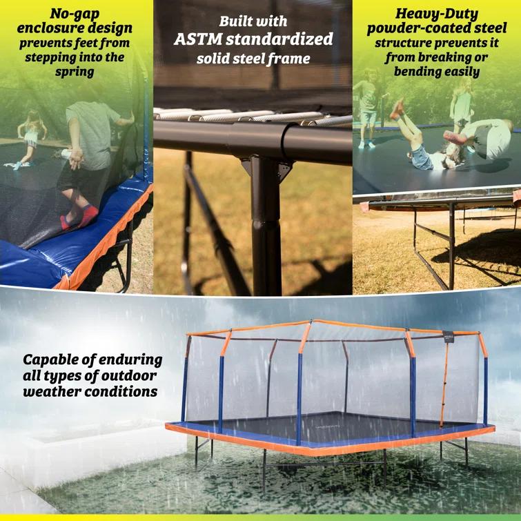Upper Bounce Machrus Upper Bounce 12 x 12 FT Square Trampoline Set with Premium Top-Ring Enclosure and Safety Pad