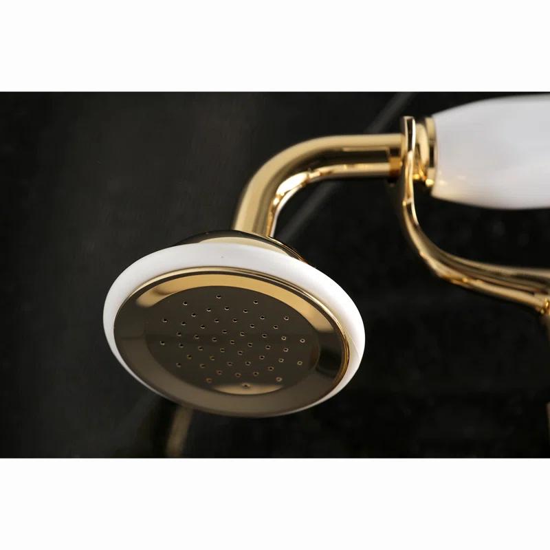 Kingston Brass Kingston Two-Handle 2-Hole Wall Mount Clawfoot Tub Faucet with Hand Shower