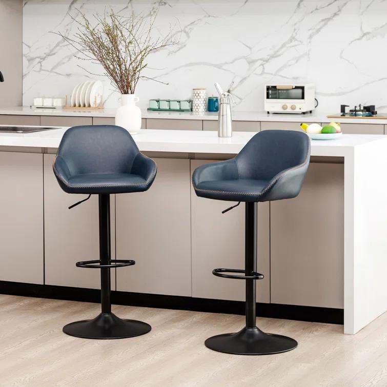 Mistana™ Thibodeaux Swivel Adjustable Height Bar Stool (Set of 2)